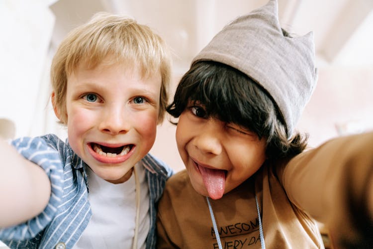 A Two Boys Doing Wacky Selfie