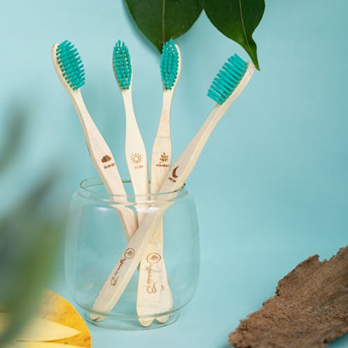 White Toothbrush in Clear Glass Jar