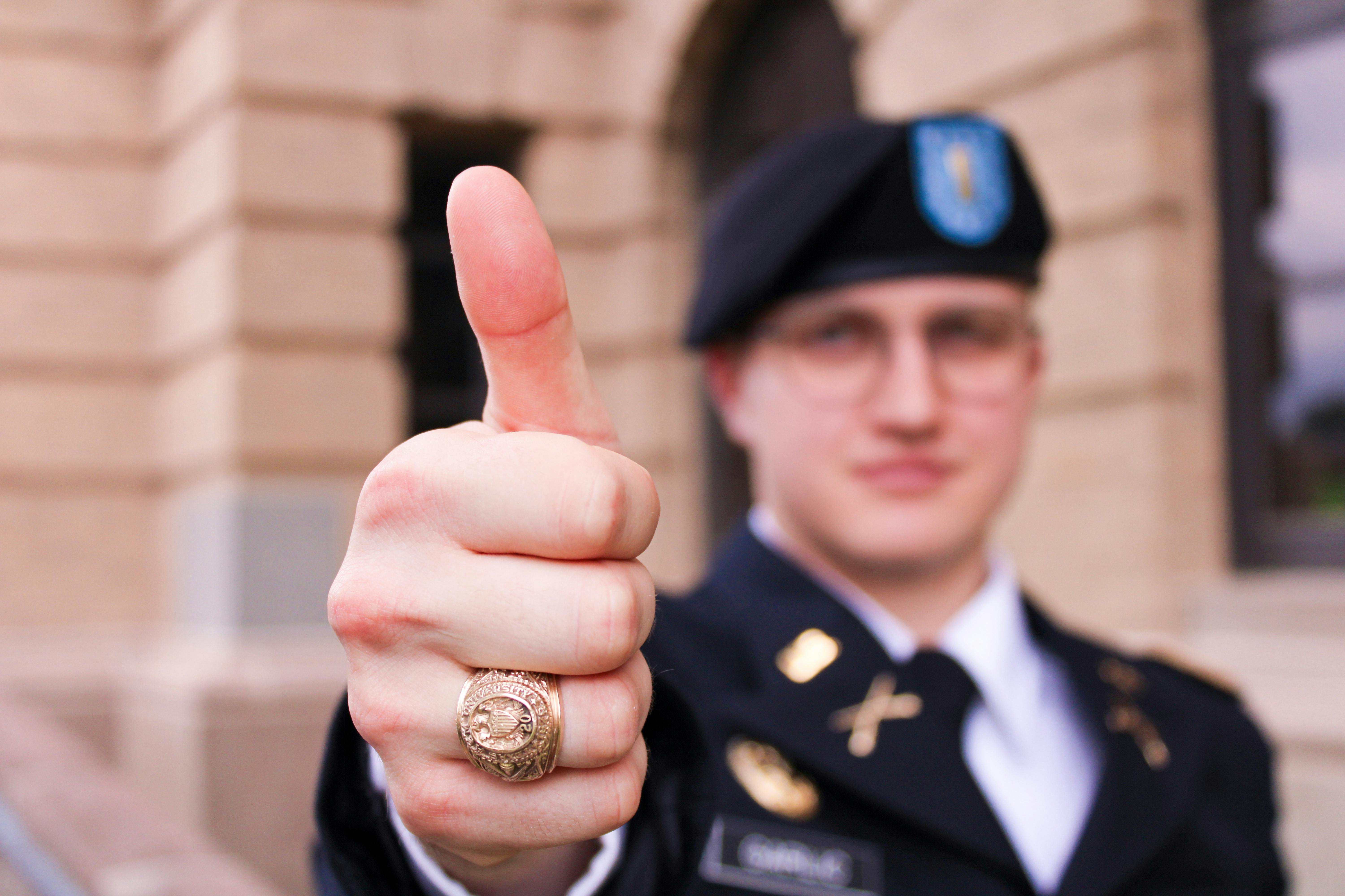 close up shot of a thumbs up