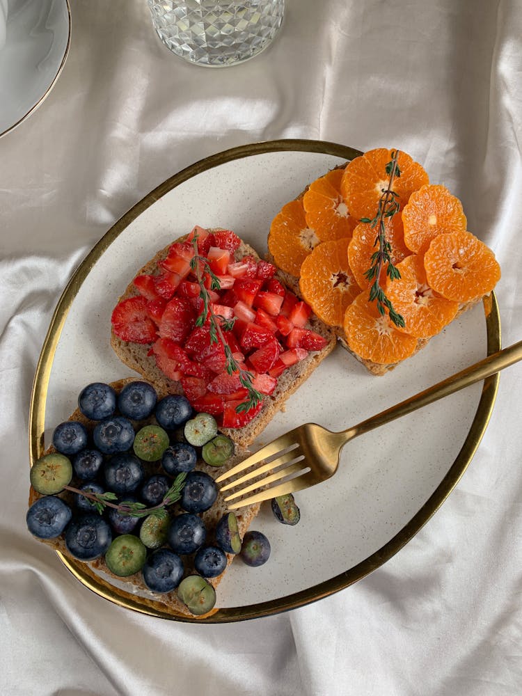 Sliced Fruits On Wheat Bread