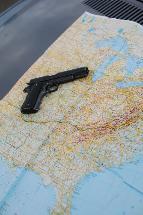 Free A Gun on a Map Stock Photo
