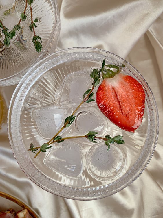 Sliced Strawberry in Clear Glass