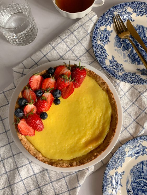Classic Lemon Tart with Fruits on Top ยท Free Stock Photo