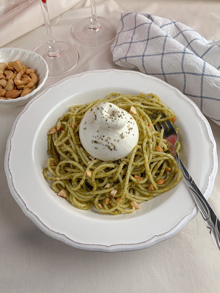 Pasta On White Plate