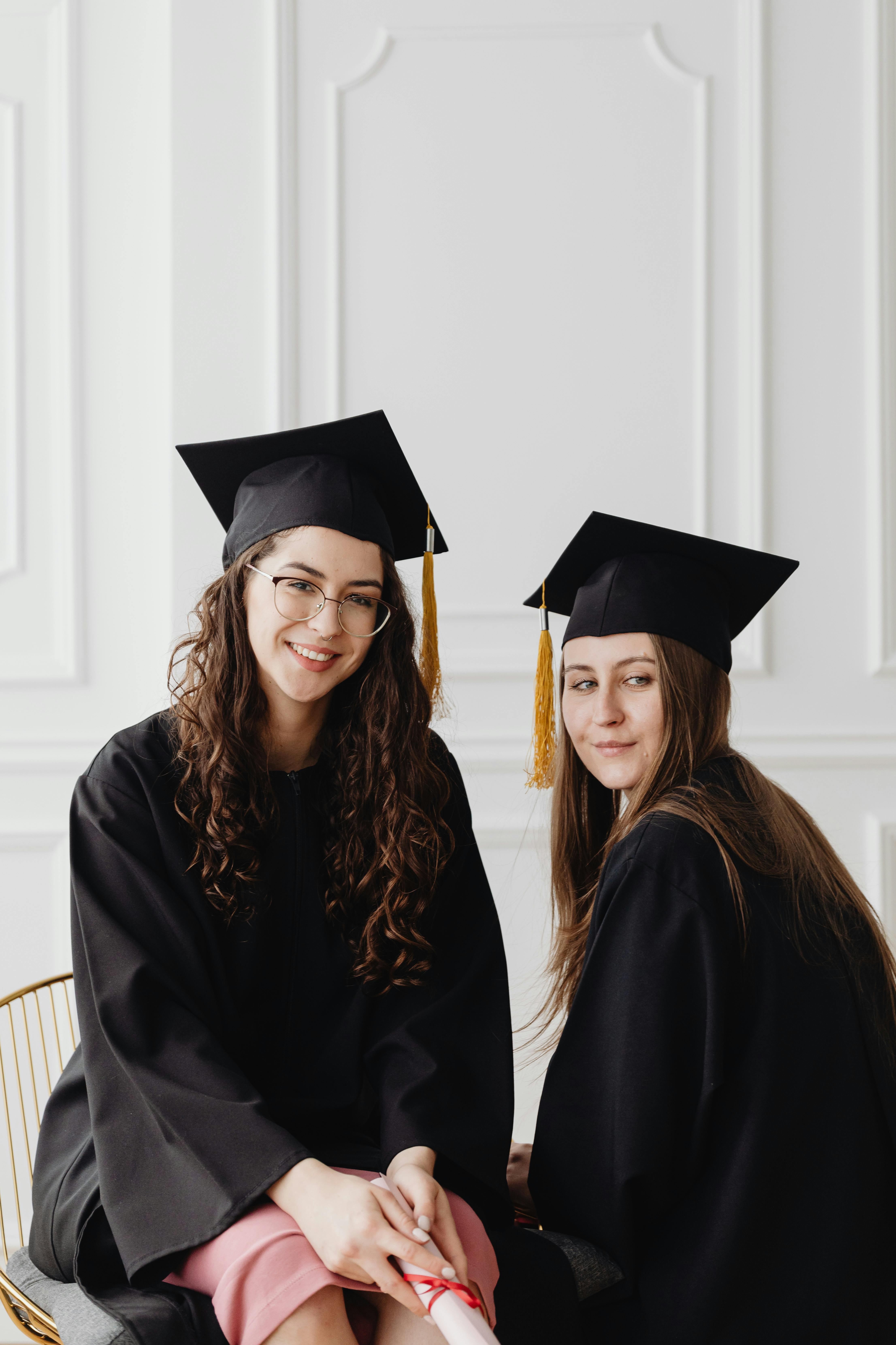 Close Up Photo Beautiful She Her Ladies Sharing Information Novelty College  School Graduation Bonding Buddies Wear Fashion Sparkly Colorful Formalwear Dresses  Clothes Outfit Isolated Grey Background Stock Photo - Download Image Now 