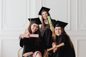 Young Women in Their Graduation Toga