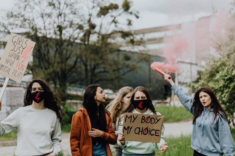 Group Of Women Protesting