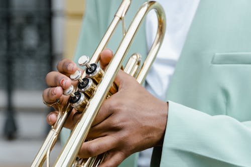 Free Man Playing the Trumpet Stock Photo