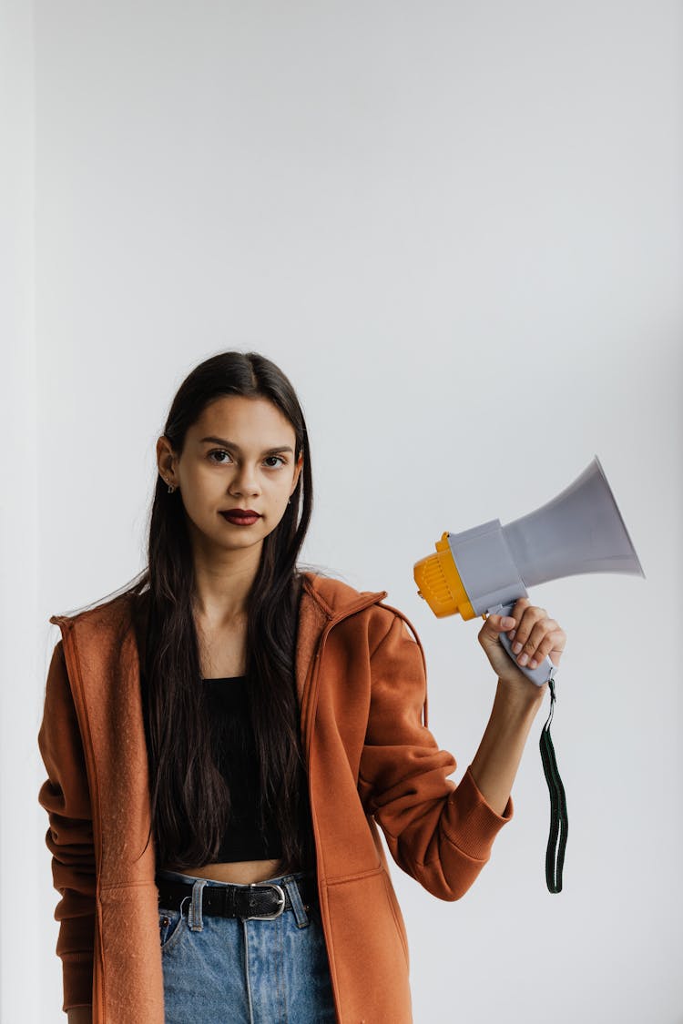 A Woman Holding Megaphone