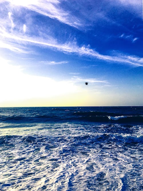 Фотография водных волн под пасмурным небом