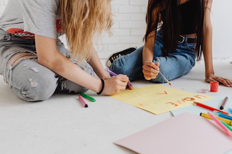 Girls Busy Drawing