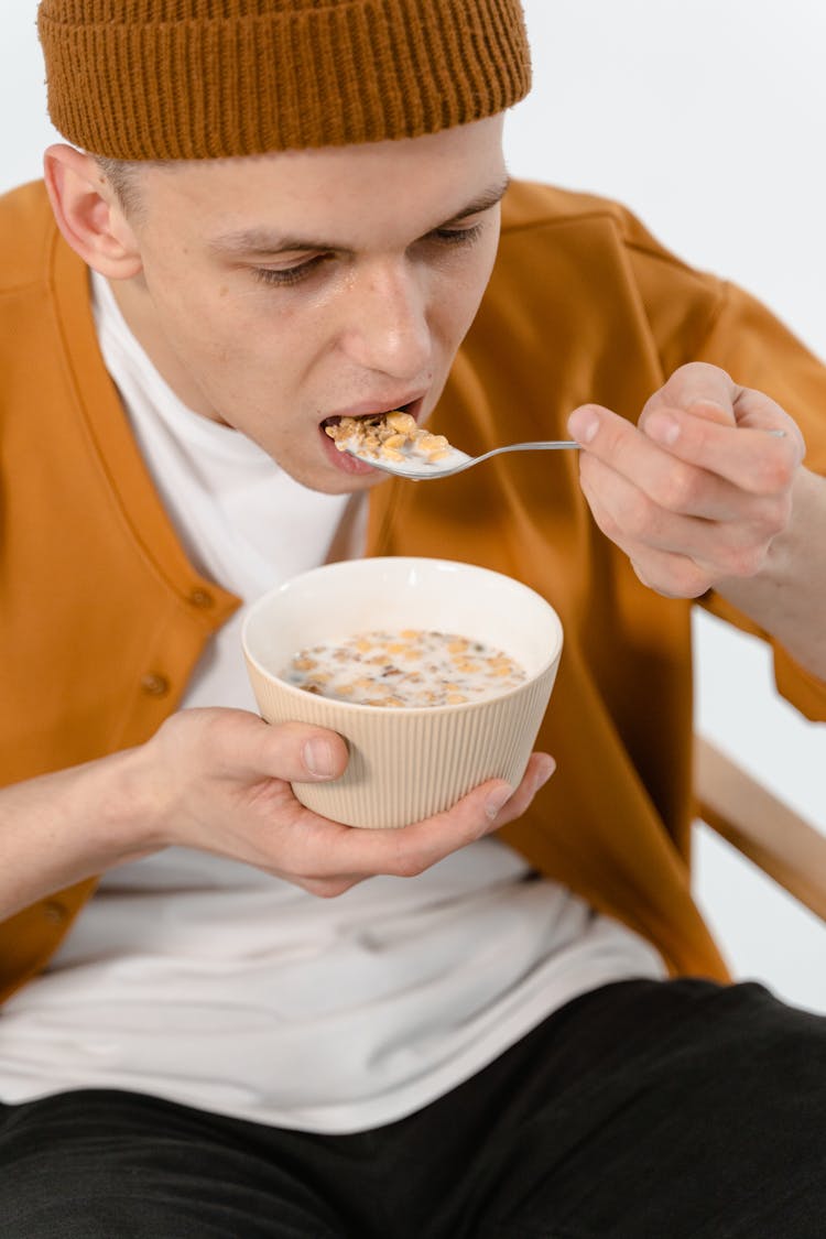 Man Eating Cereals