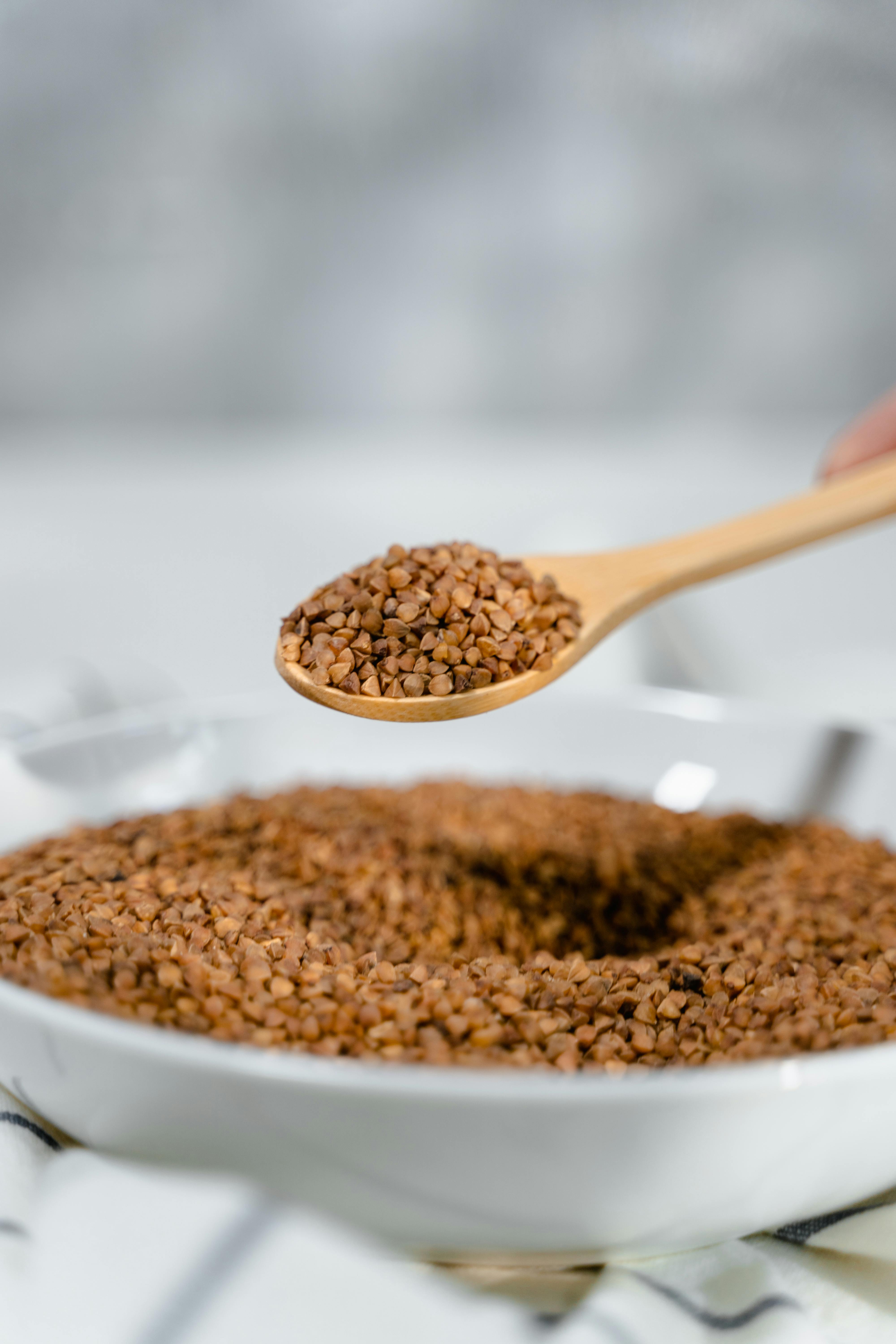 brown powder on white ceramic bowl