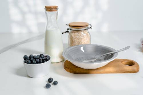 Breakfast Ingredients on a Counter Top 