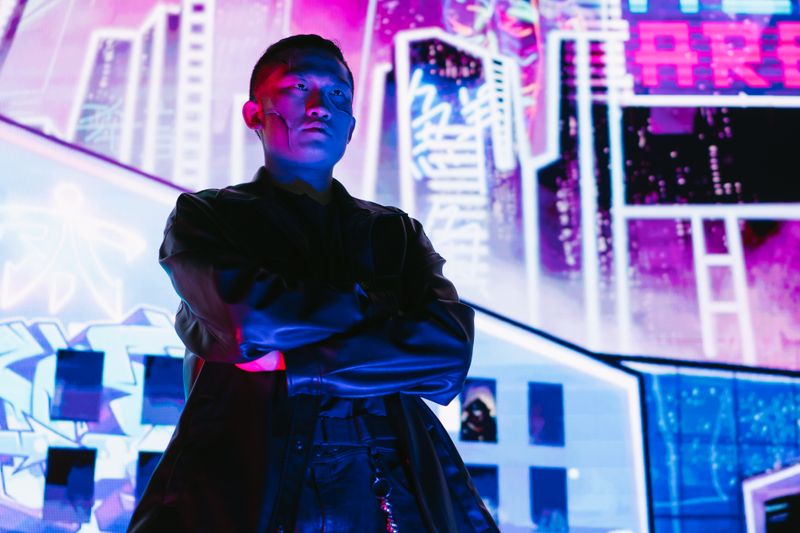 Portrait with neon lights