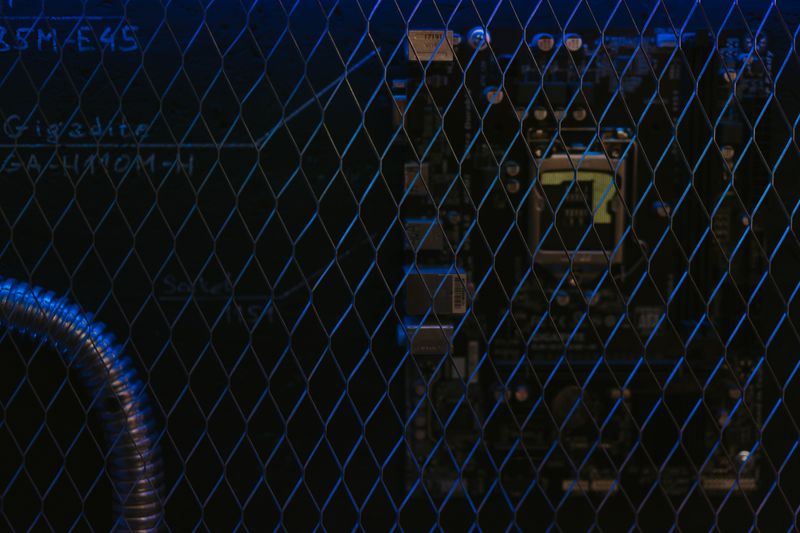 Circuit board with blue lighting