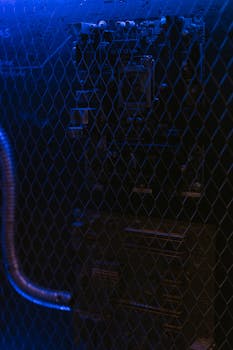 Moody shot of a circuit board illuminated with blue lighting. Ideal for tech themes.