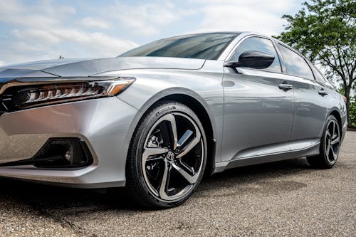 A Silver Honda Accord Parked on the Street