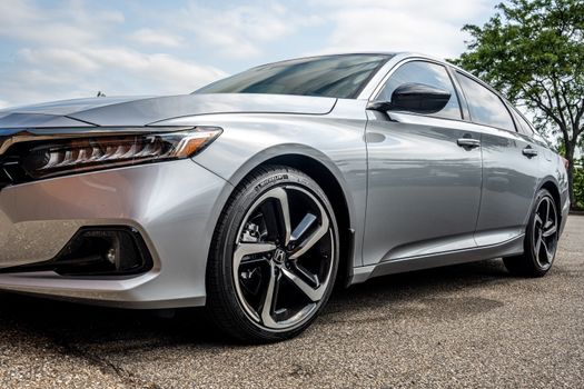 A Silver Honda Accord Parked on the Street