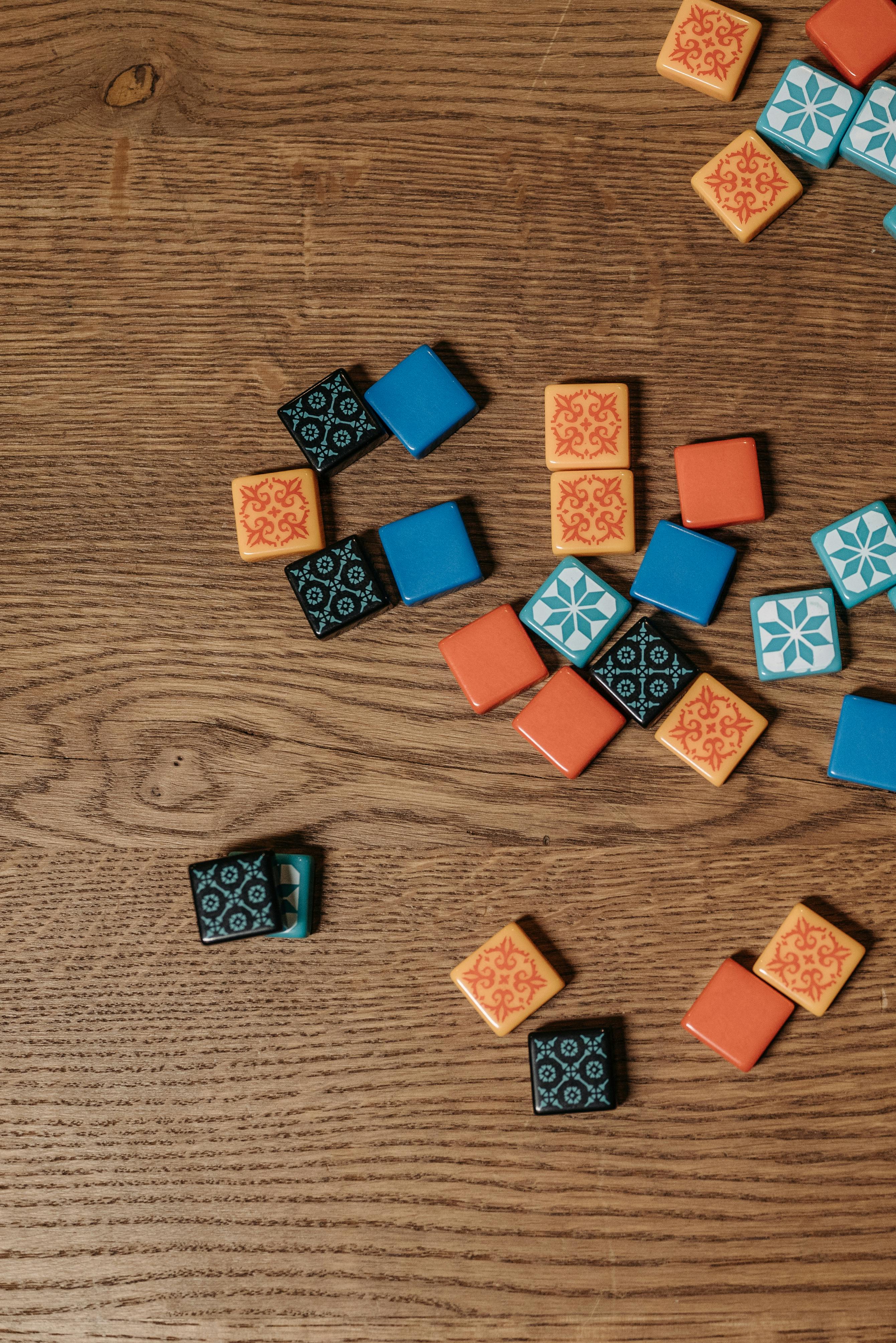 colorful dice on table