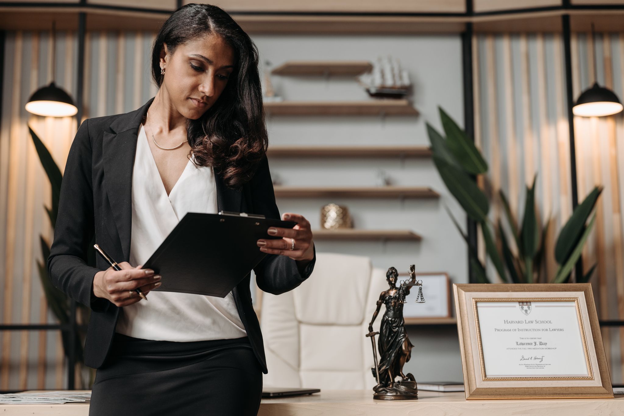 Lawyer reviewing documents in an office