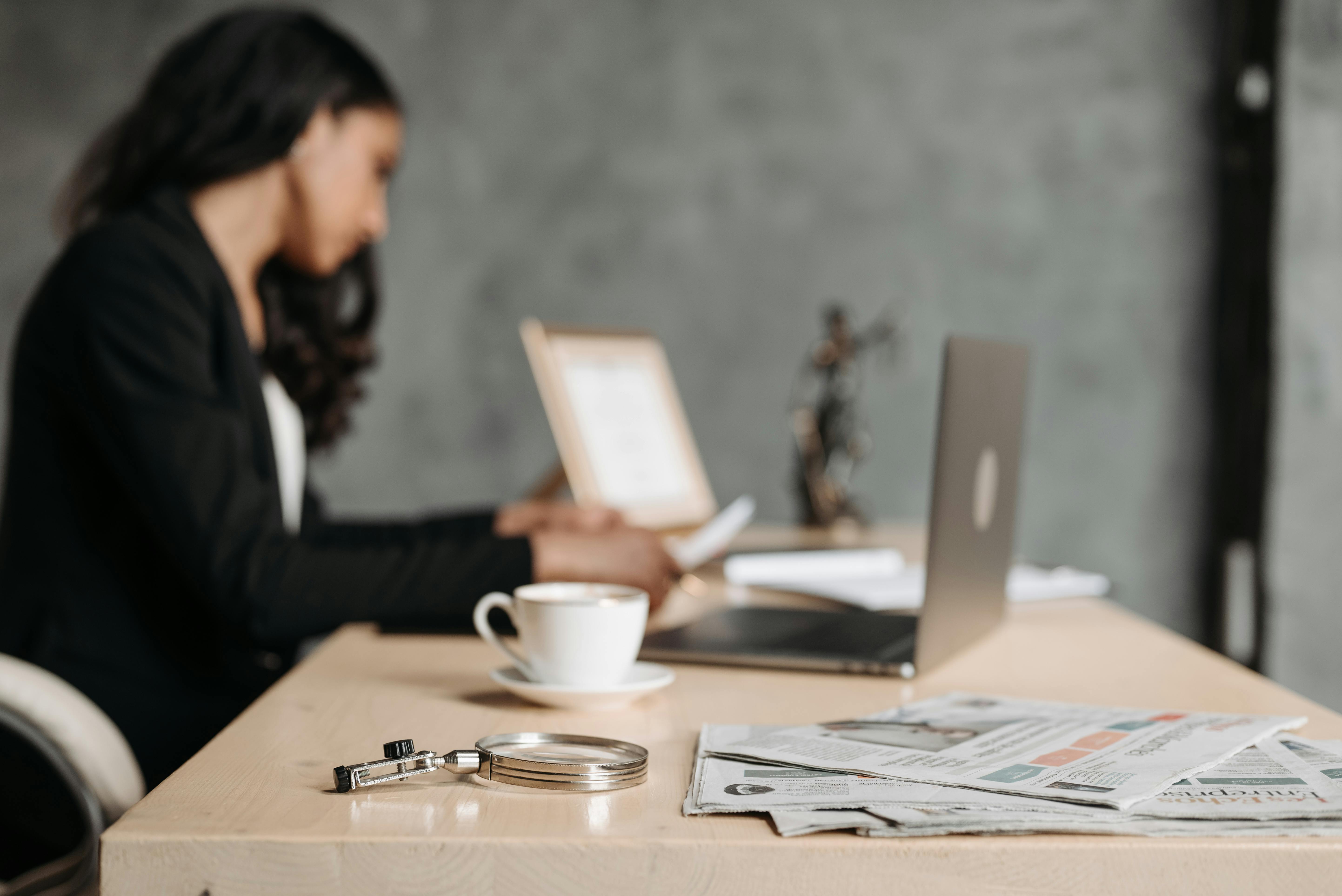 woman working at the desk in office