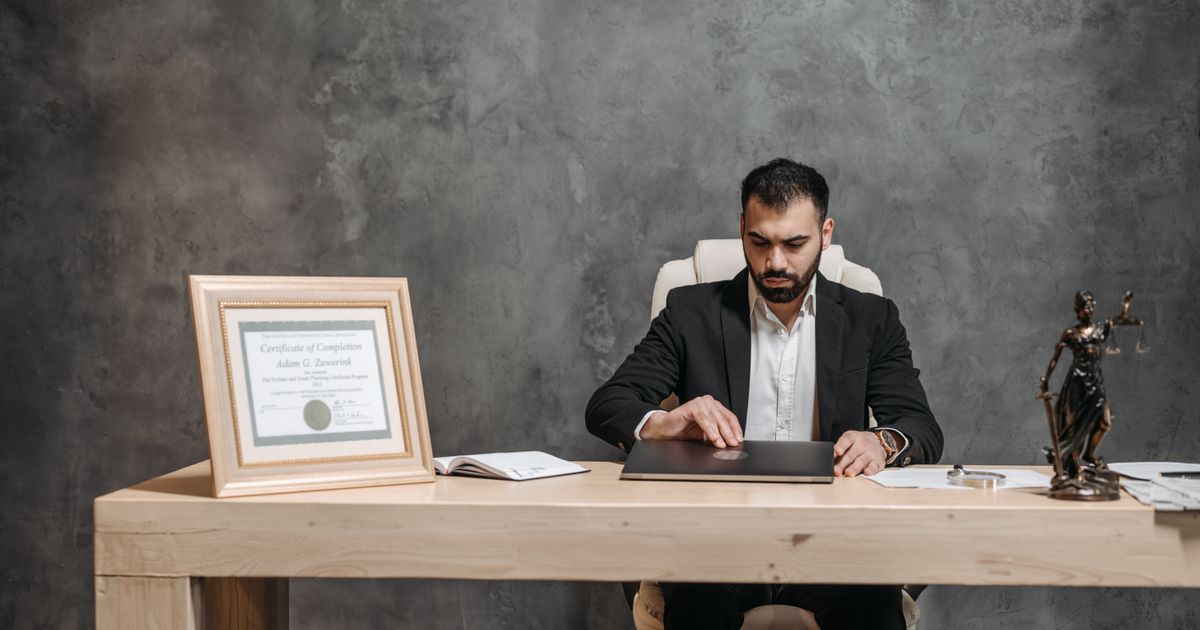 A lawyer working at his desk