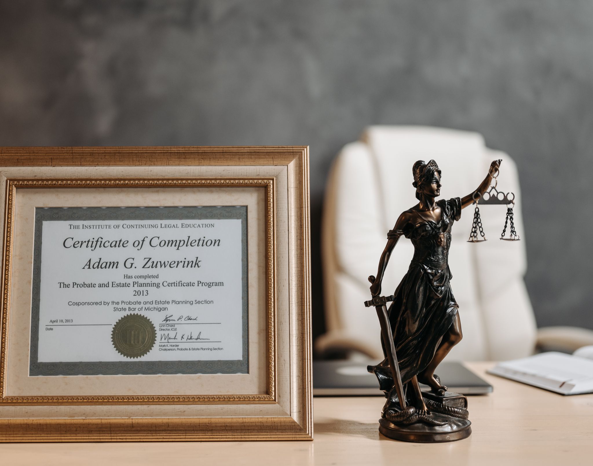 Lawyer reviewing documents in an office