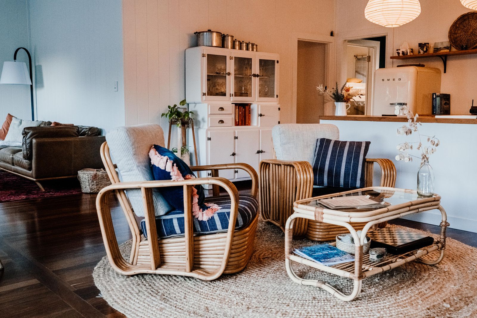 bohemian home decor 2026 cosy boho interior with woven textiles and warm light