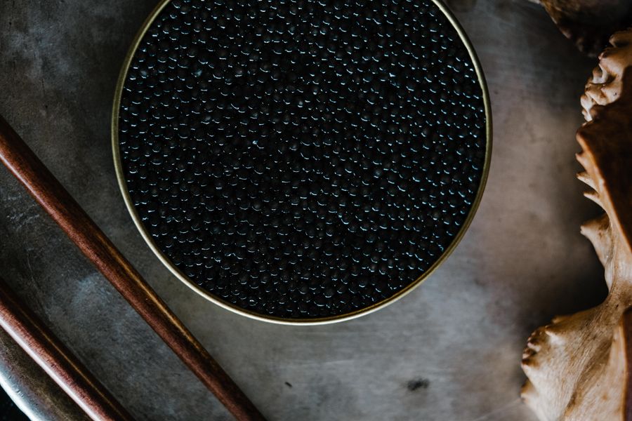 Black caviar presented in a refined tin