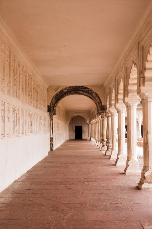 Free A Hallway with Concrete Columns Stock Photo