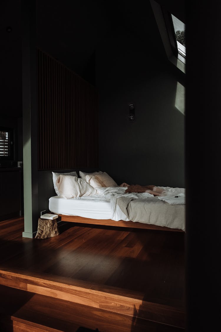 Bed In A Modern Open Space House 