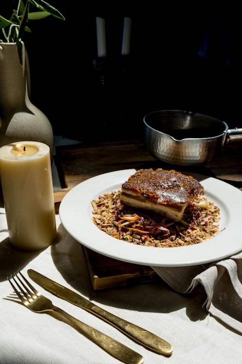 Cooked Food on White Ceramic Plate