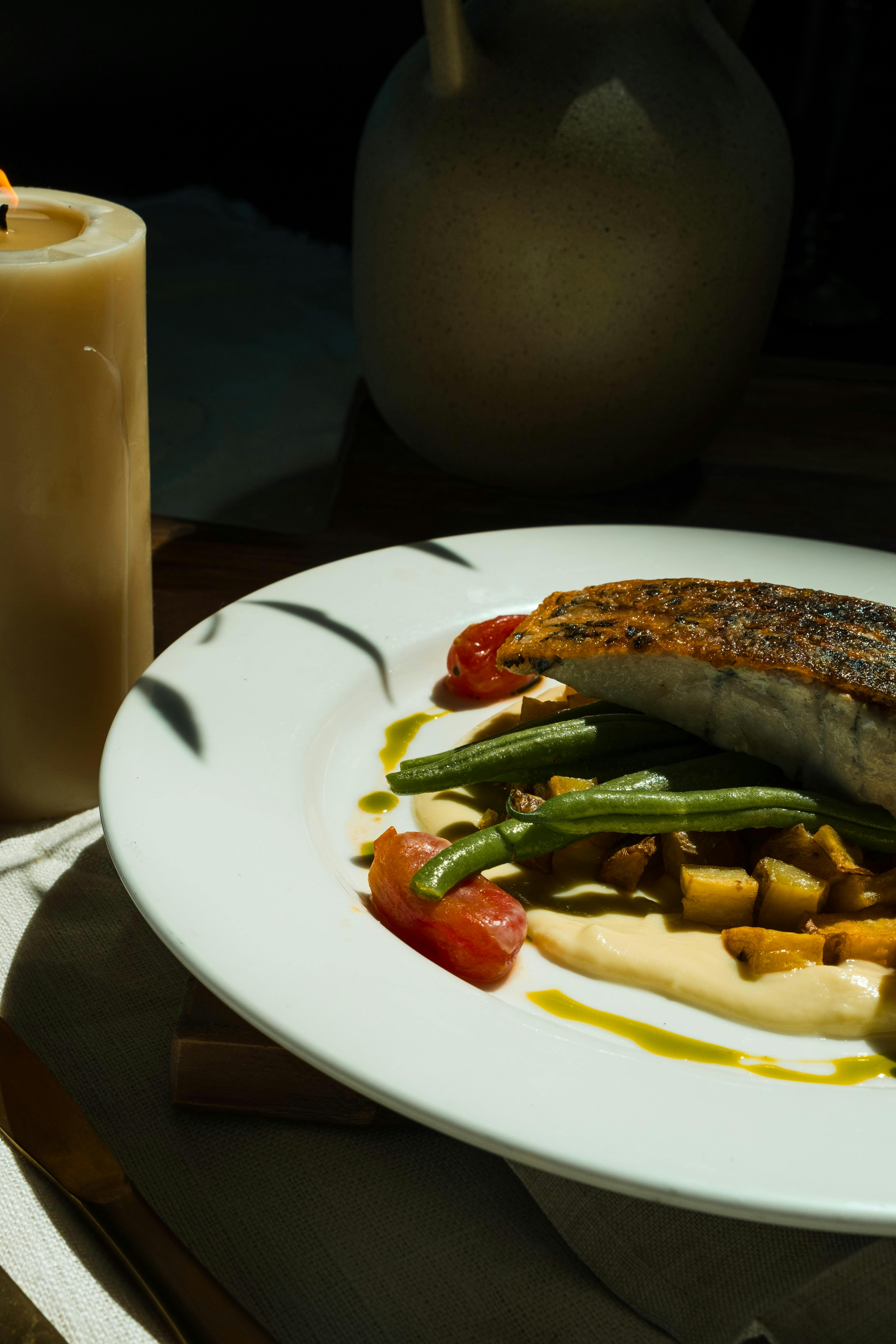 Photo of Dish with Fish and Green Beans · Free Stock Photo