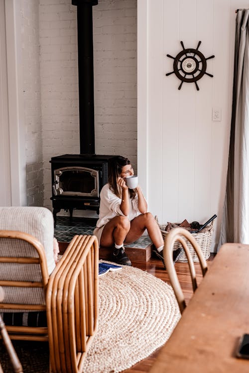 A Woman Sitting on the Floor