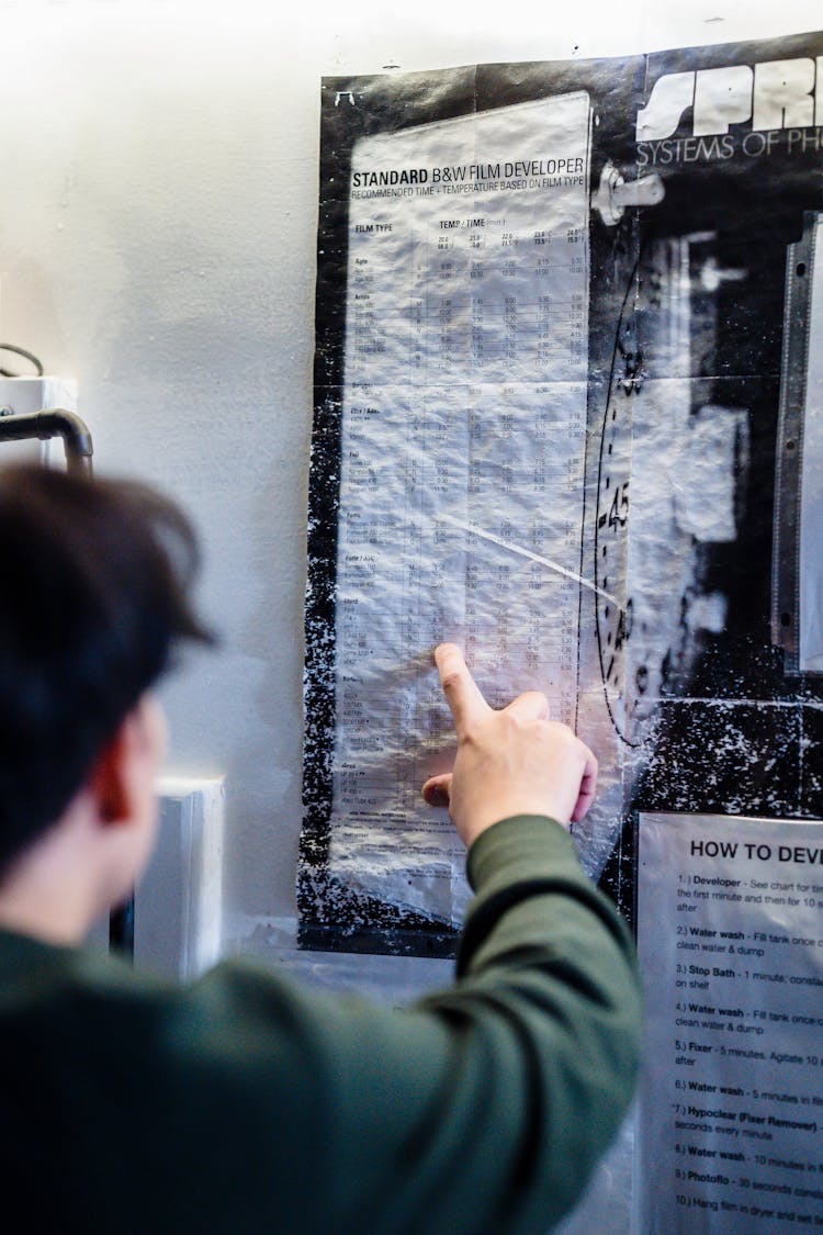 A Person Reading Instruction On The Board