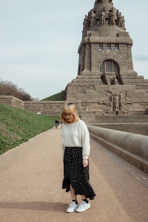 Portrait of Tourist against Monument