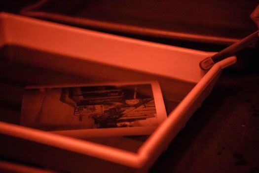 Close up of a Photograph in a Darkroom