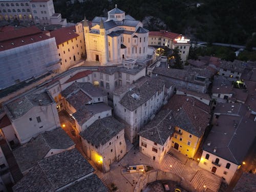 Aerial View of Old Buildings