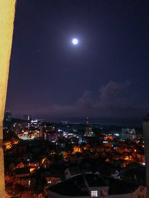 Free stock photo of moon, moon photography, night city