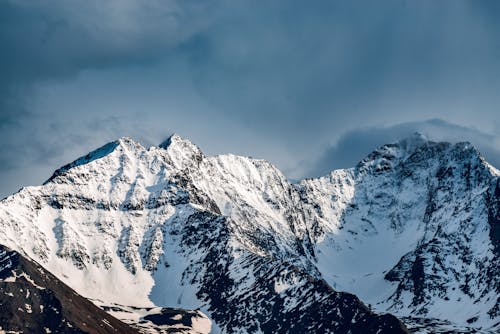 An Aerial Photography of a Snow Covered Mountain