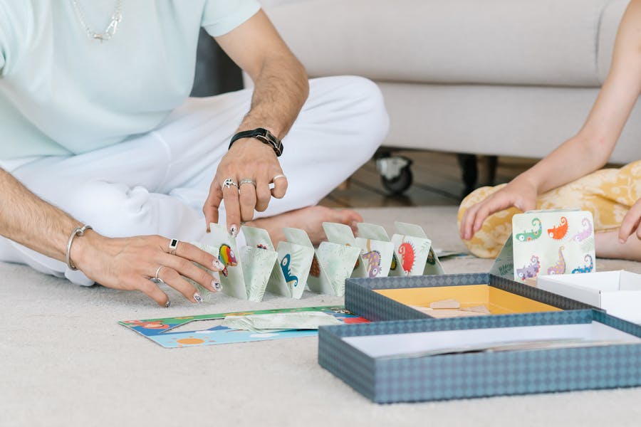 Family enjoying a game of Checkers