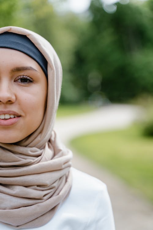 Woman in Brown Hijab Smiling