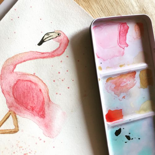 Buyer photo of a finished page from the set, painted in soft pinks — Gaby HJ on Pexels