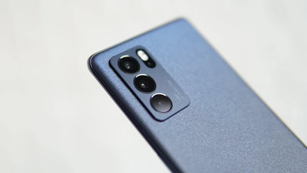 Detailed view of a smartphone's sleek design with multiple camera lenses.