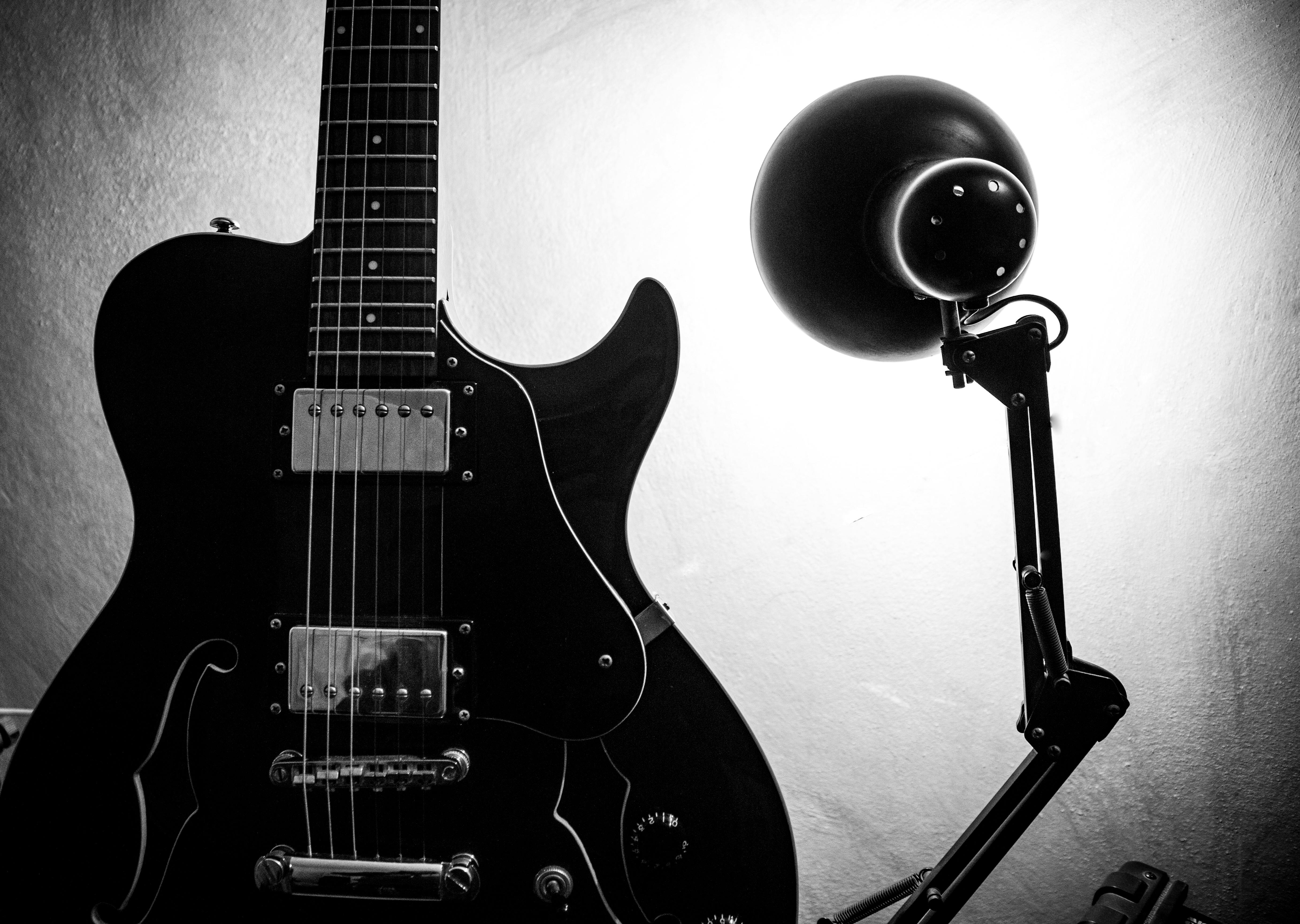 Free stock photo of black and white, guitar, jazz
