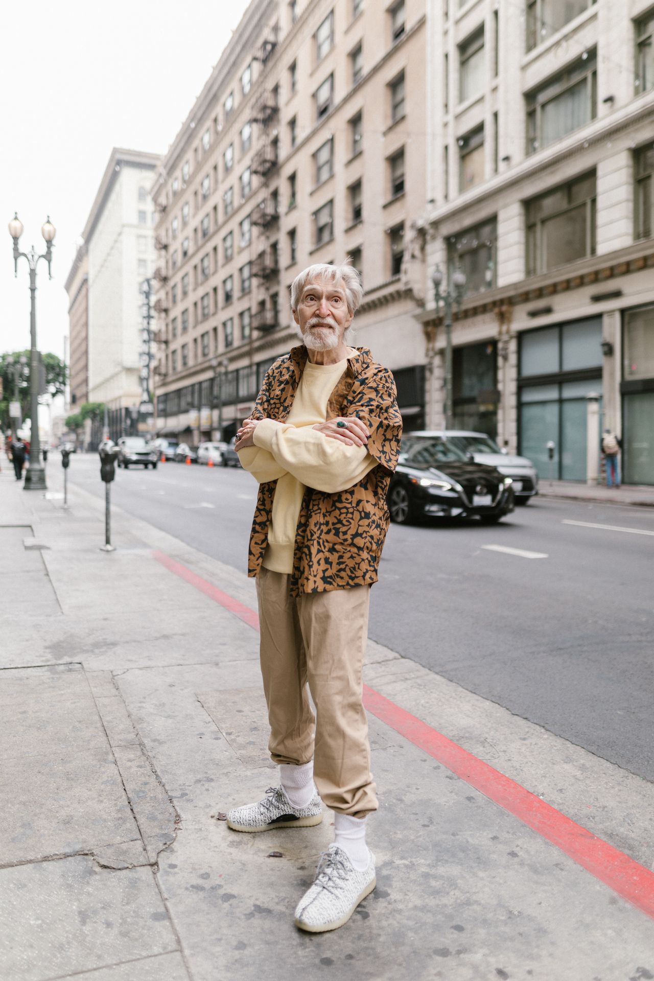 Senior man wearing comfortable pull-on trousers outdoors