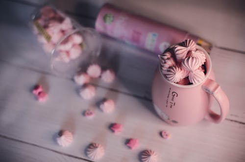 Free Pink Meringue on a Pink Cup Stock Photo