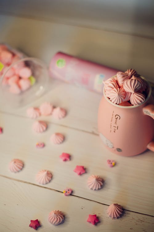 Free Pink Meringue Scattered on the Surface Stock Photo