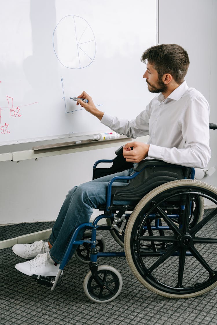 A Man Drawing A Graph On A Whiteboard